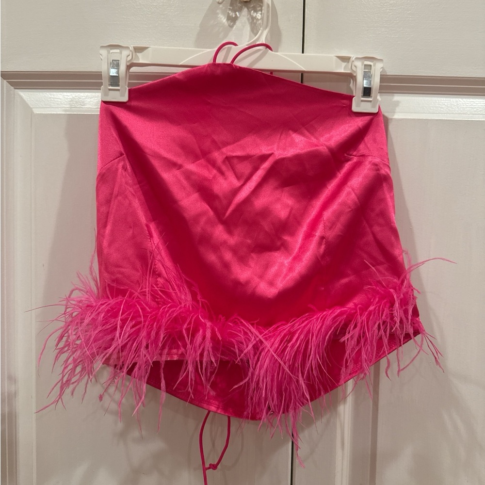 Pink triangle top high neck with tie top